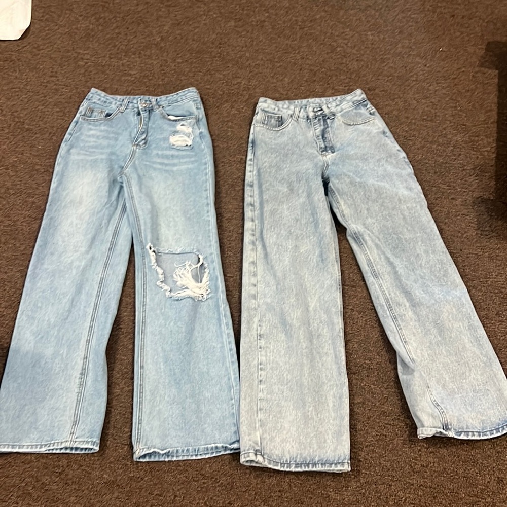 2- pairs of wide leg jeans